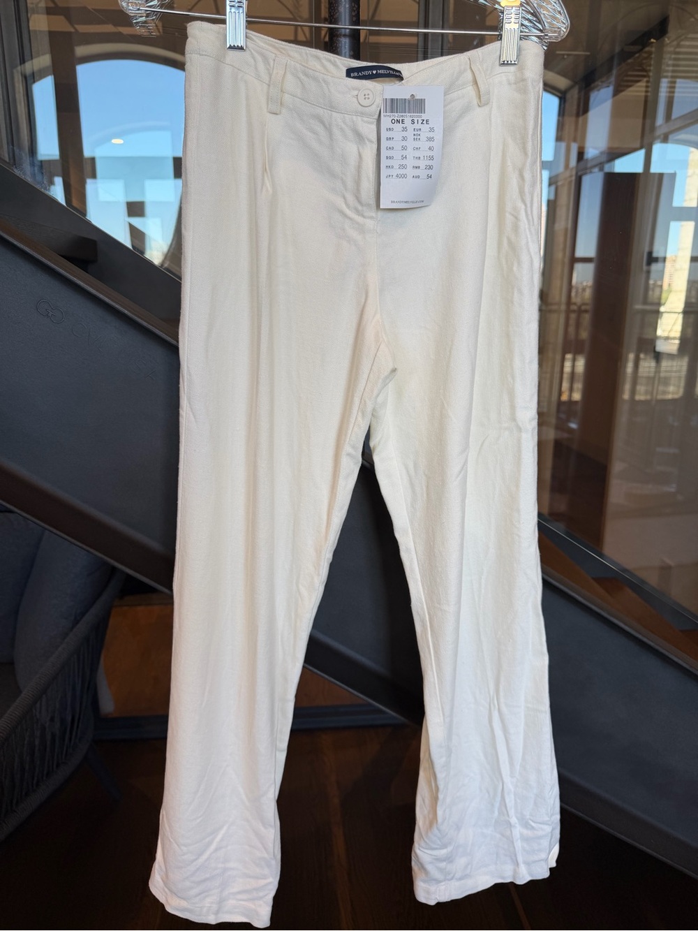 Brandy Melville White Linen Button Pant